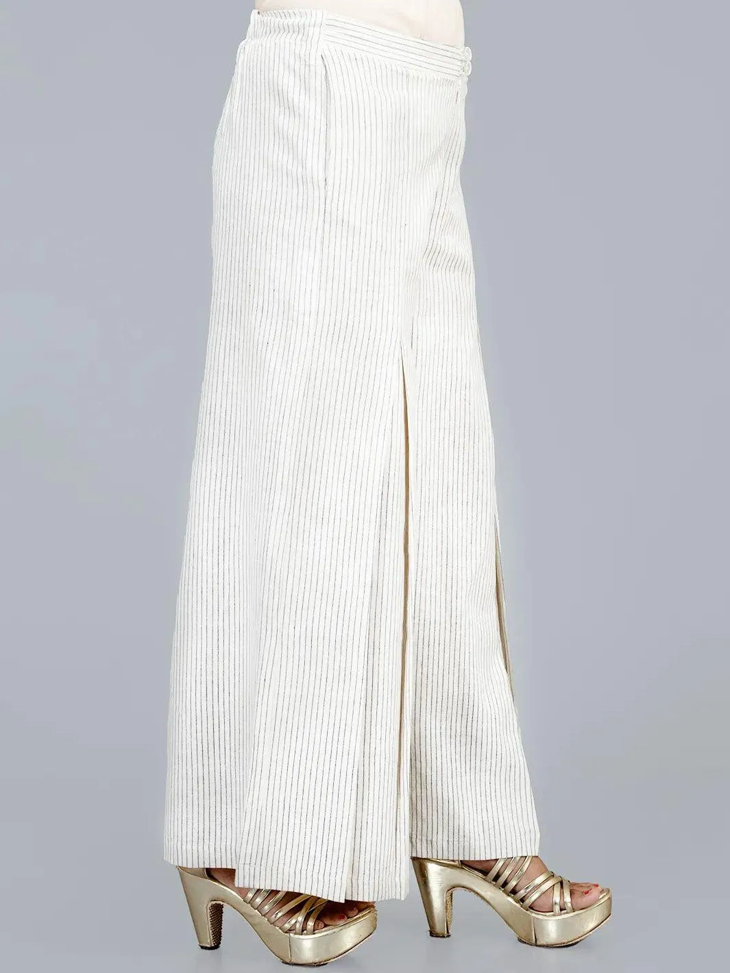 Striped Organic Cotton Palazzo - WeaversIndia