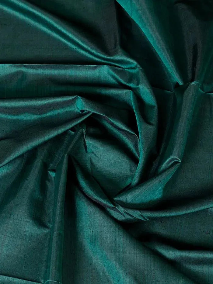 Turquoise Black Duel Tone Bishnupuri Katan Silk Fabric - WeaversIndia