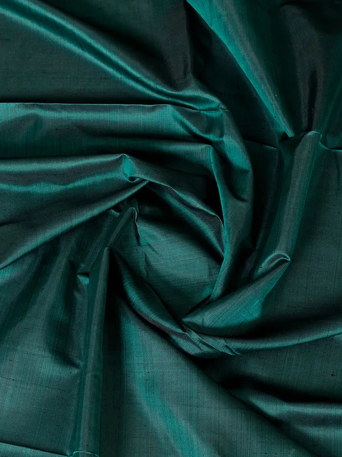 Turquoise Black Duel Tone Bishnupuri Katan Silk Fabric - WeaversIndia