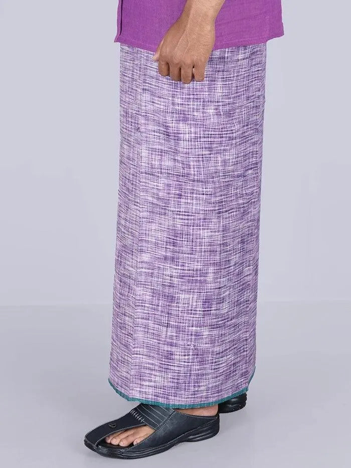 Violet Handwoven Cotton Lungi 2.10 Meter - WeaversIndia