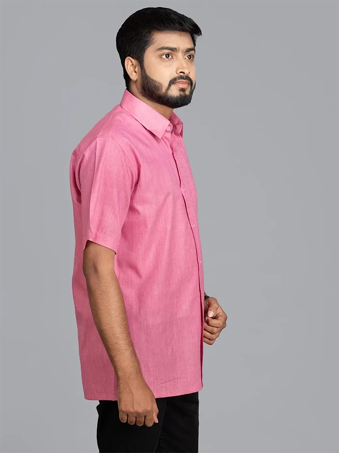 Pink Handwoven Organic Cotton Formal Men Shirt