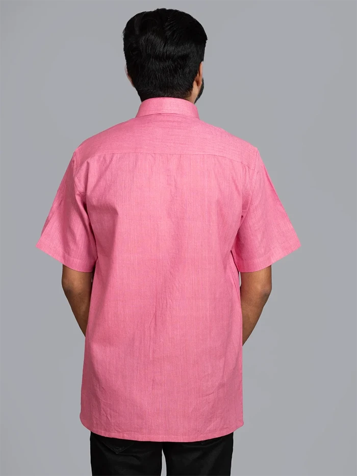 Pink Handwoven Organic Cotton Formal Men Shirt