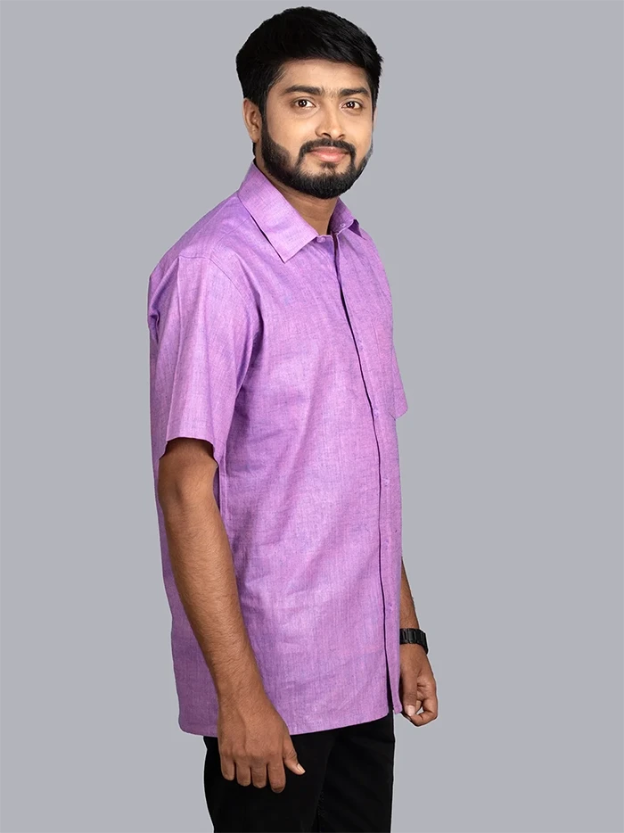 Pink Blue Handwoven Organic Cotton Formal Men Shirt