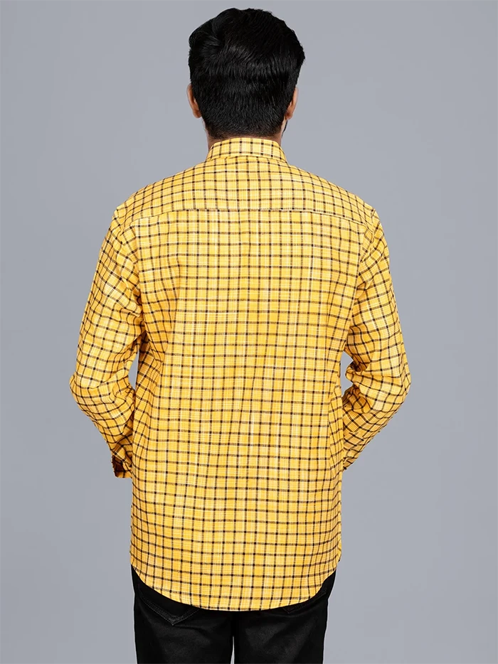 Handwoven Organic Cotton Checks Fitted Men Shirt