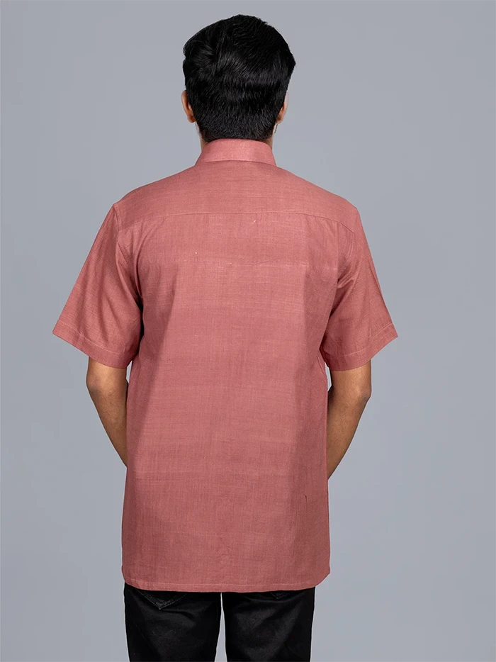 Rust Handwoven Organic Cotton Formal Men Shirt