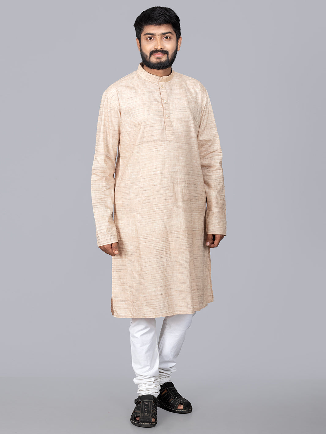 Wheat Springs Handwoven Organic Cotton Men Kurta - WeaversIndia