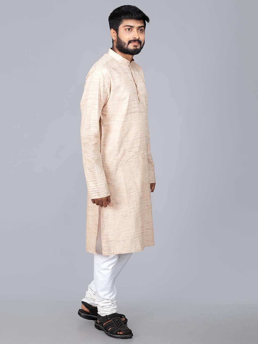 Wheat Springs Handwoven Organic Cotton Men Kurta - WeaversIndia