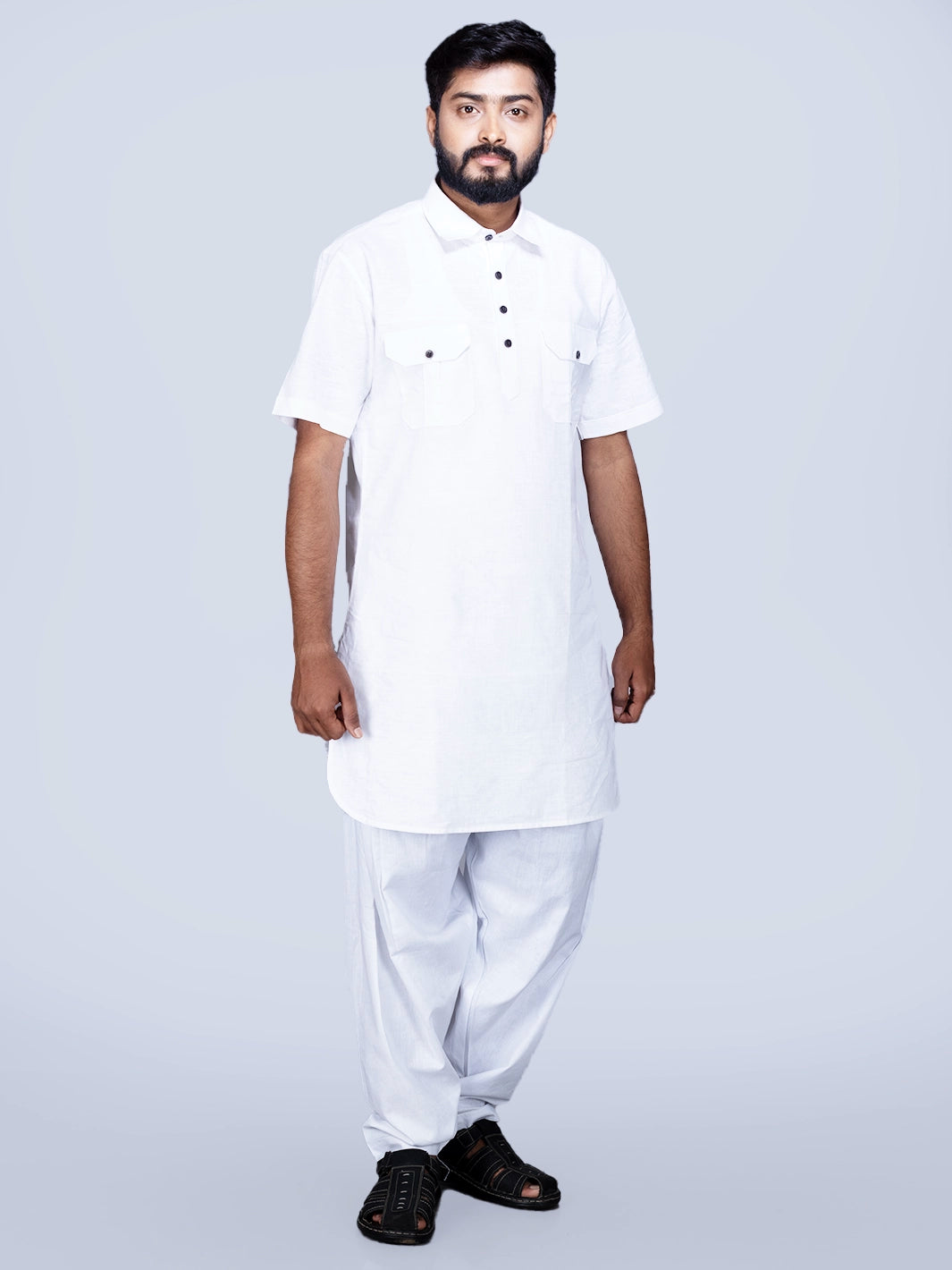 White Organic Cotton Men Pathani Kurta