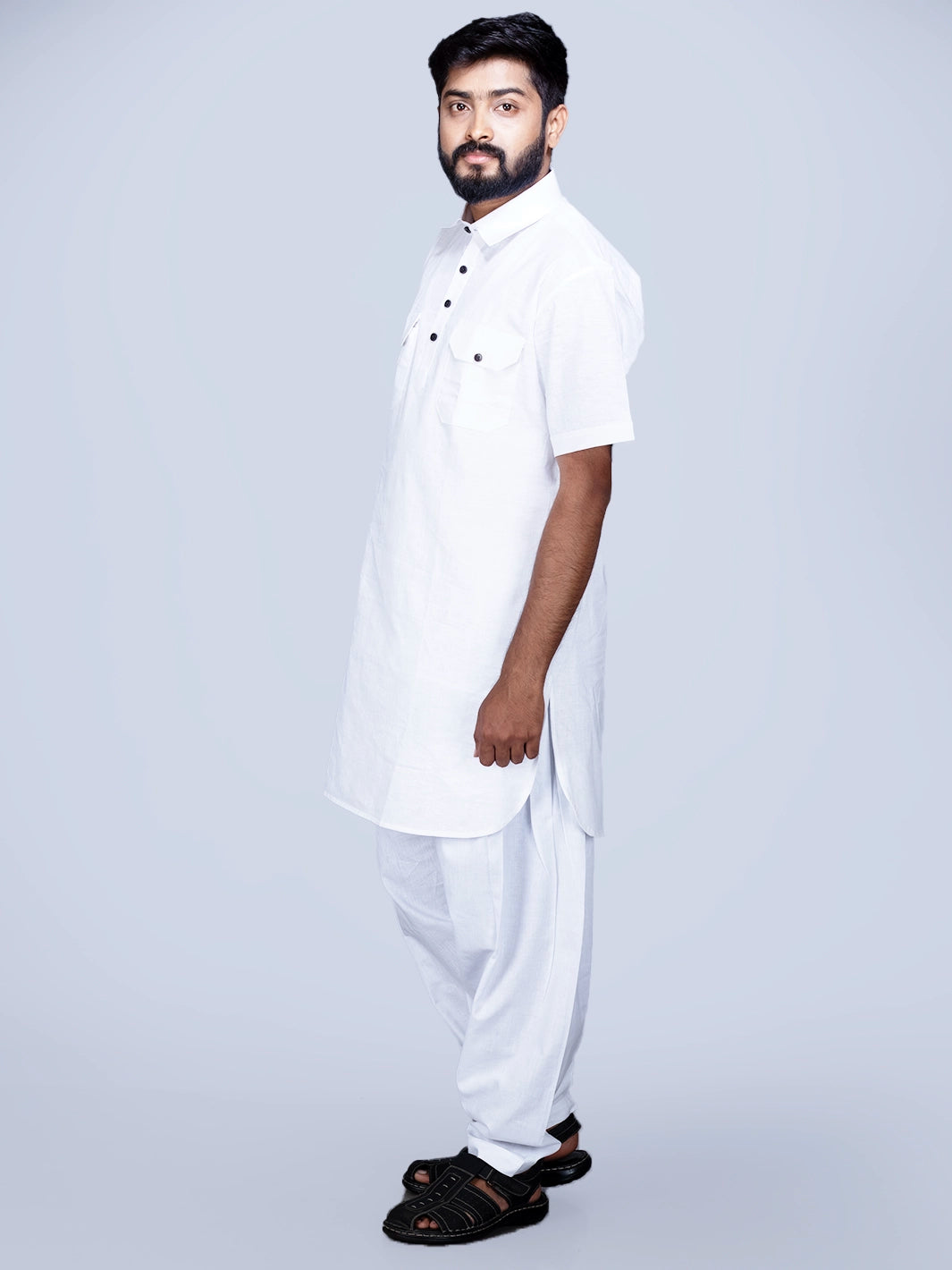 White Organic Cotton Men Pathani Kurta