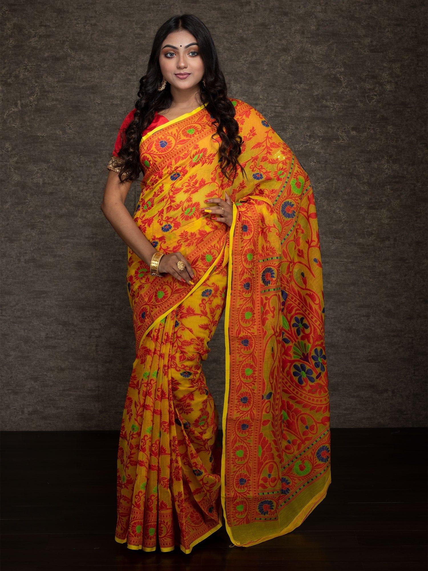 Wonderful Allover Soft Dhakai Jamdani Saree - WeaversIndia