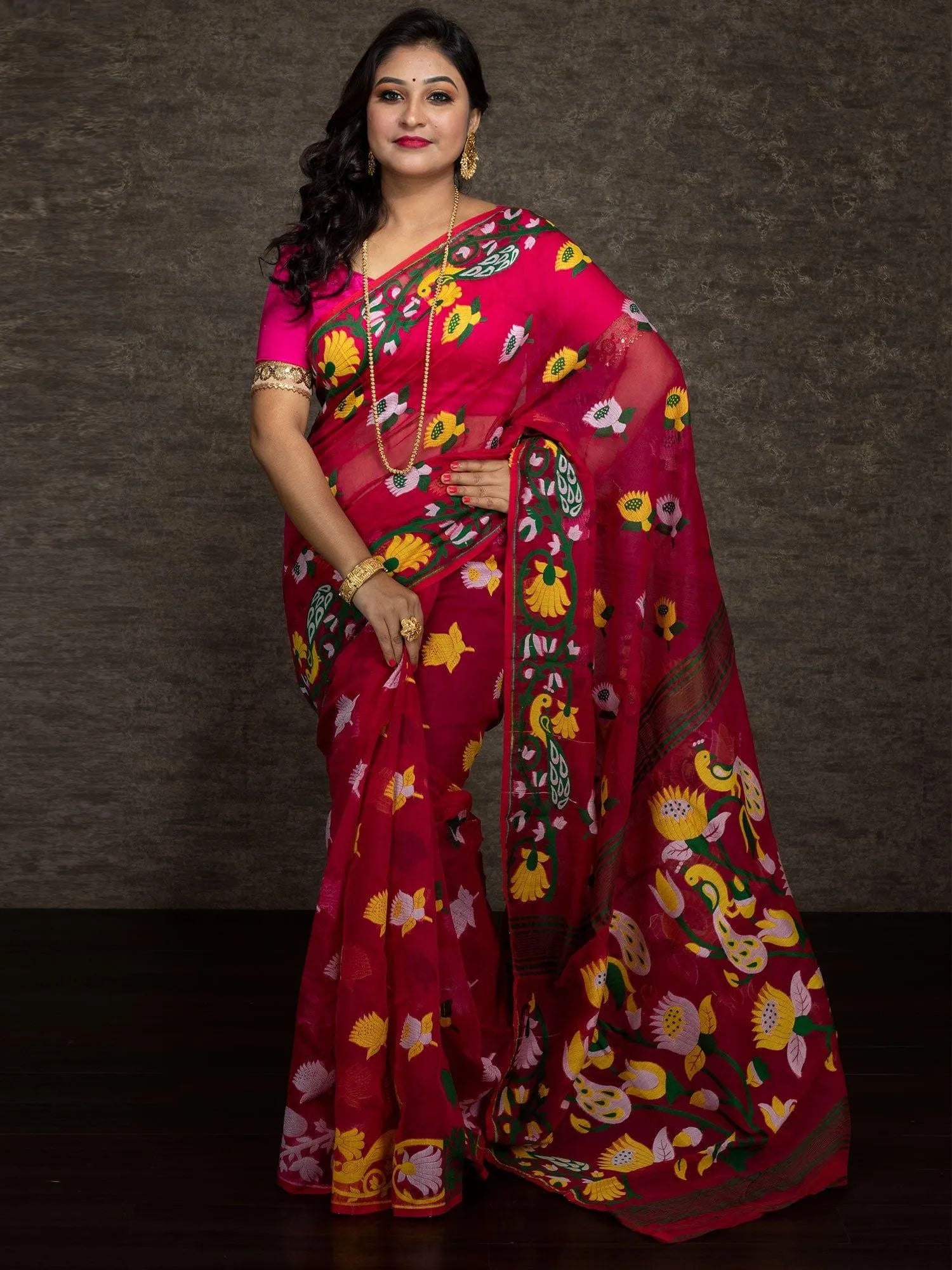 Wonderful Allover Soft Dhakai Jamdani Saree - WeaversIndia