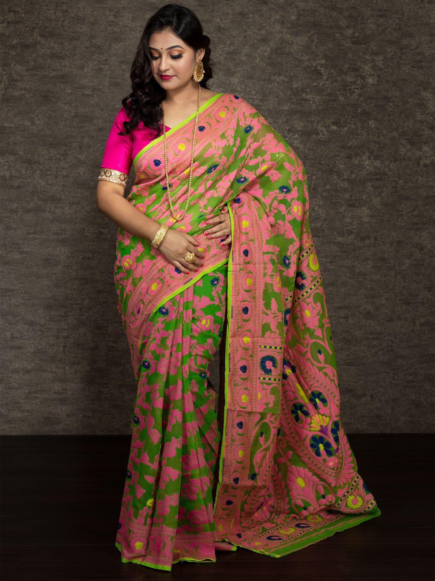 Wonderful Allover Soft Dhakai Jamdani Saree - WeaversIndia