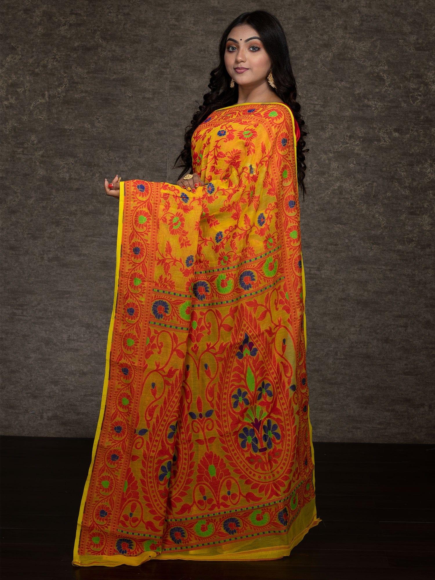 Wonderful Allover Soft Dhakai Jamdani Saree - WeaversIndia