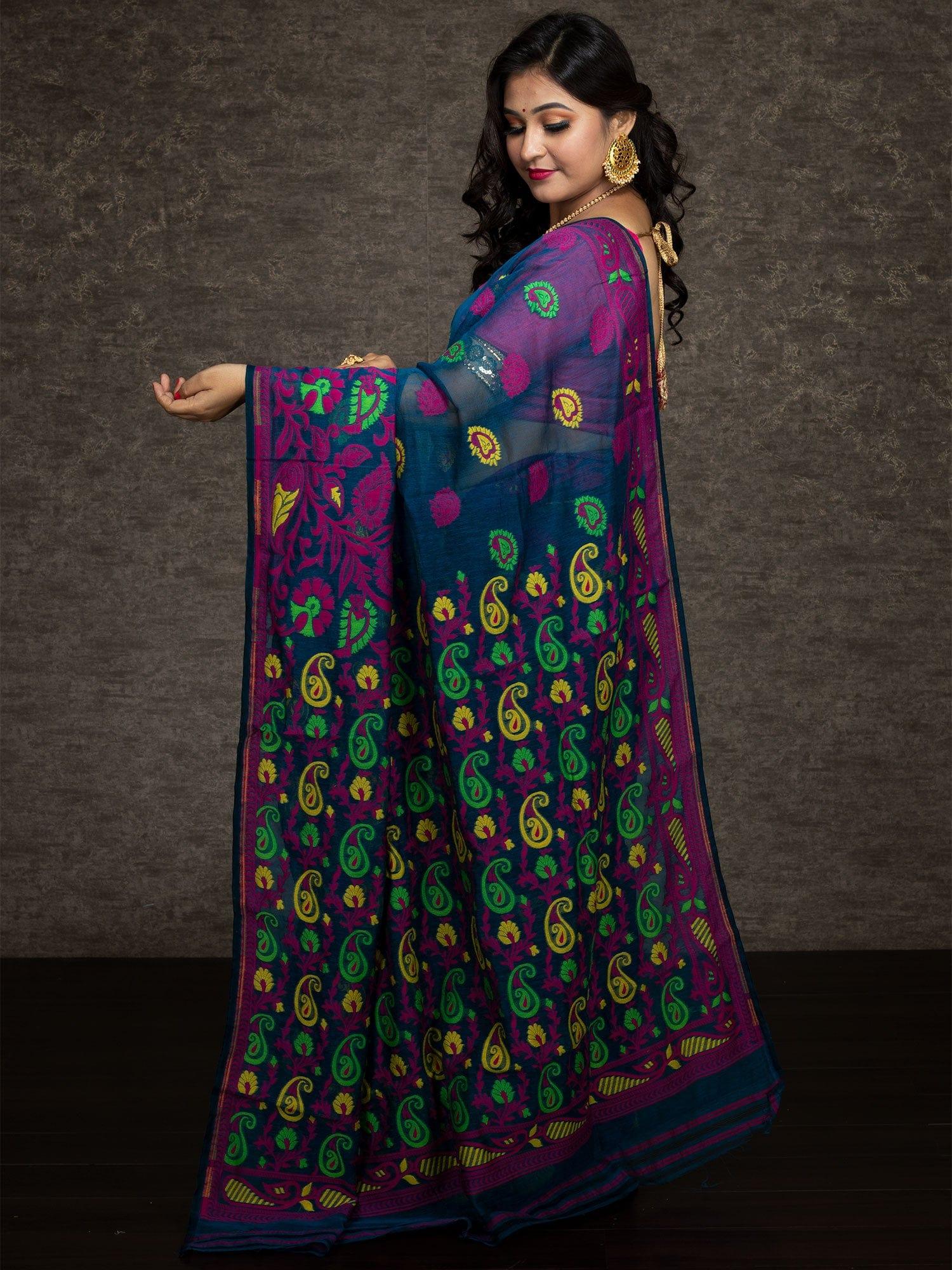 Wonderful Allover Soft Dhakai Jamdani Saree - WeaversIndia