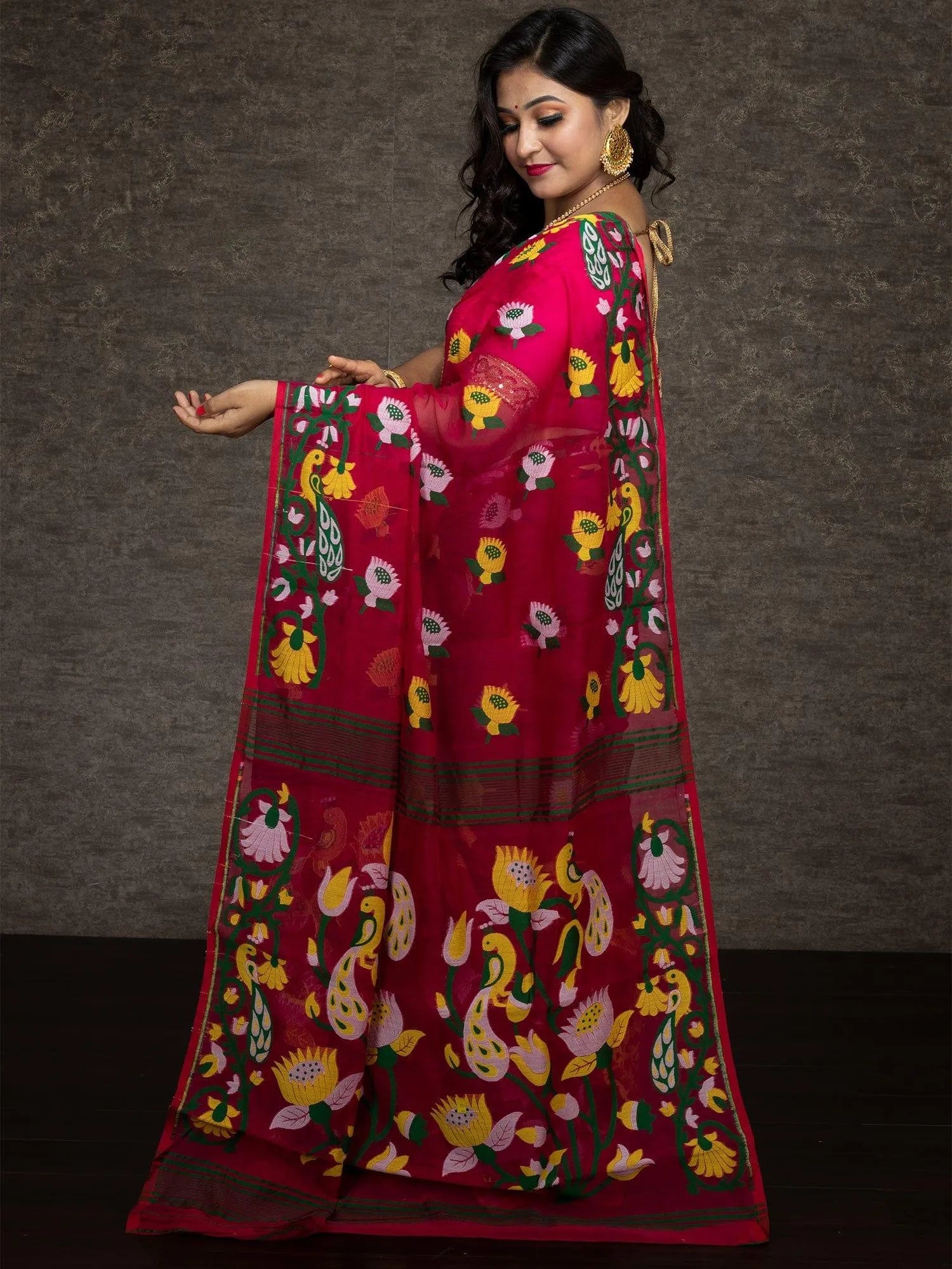 Wonderful Allover Soft Dhakai Jamdani Saree - WeaversIndia