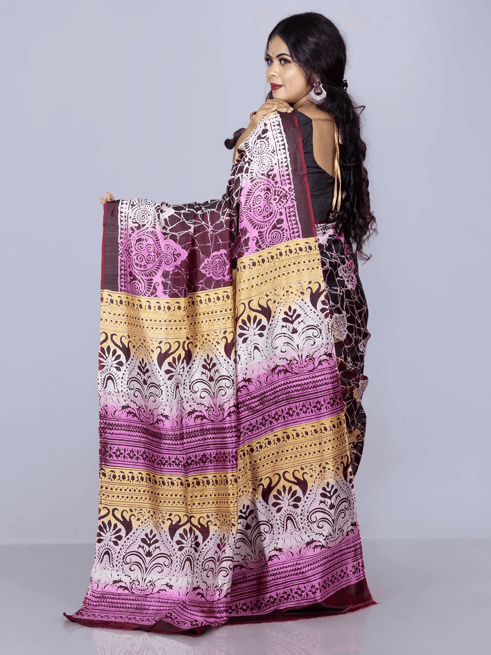 Wonderful Printed Bishnupuri Katan Silk Saree - WeaversIndia