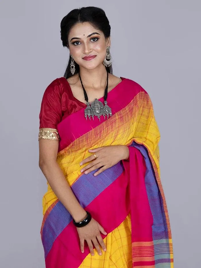 Yellow Allover Cotton Saree - WeaversIndia