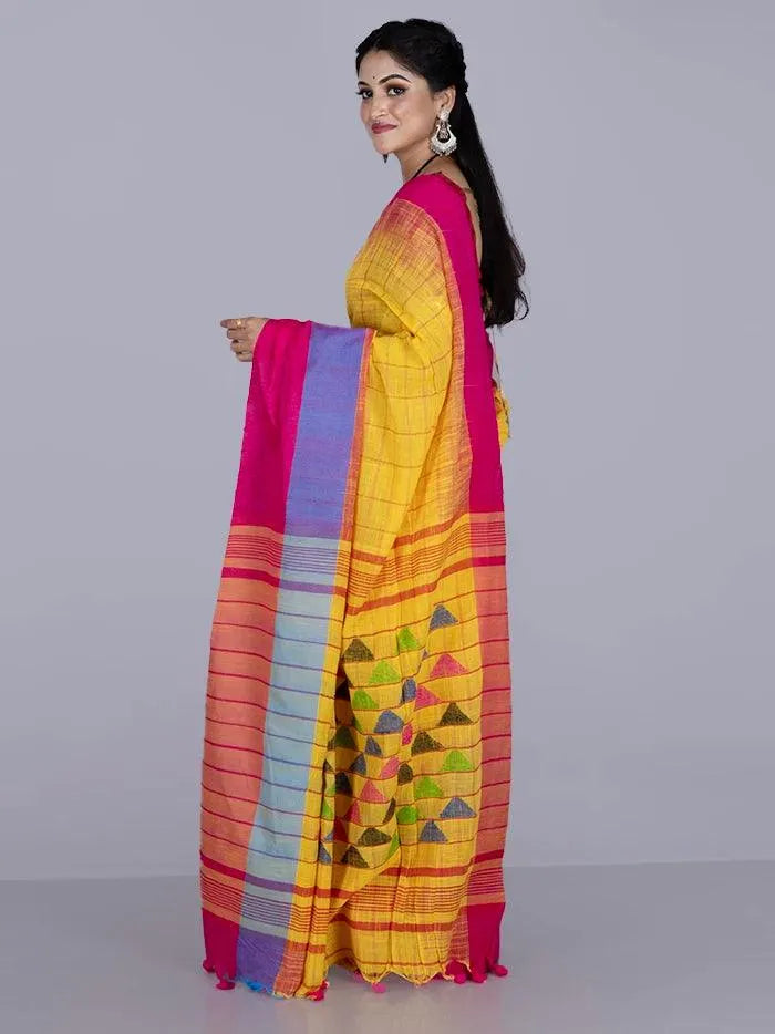 Yellow Allover Cotton Saree - WeaversIndia