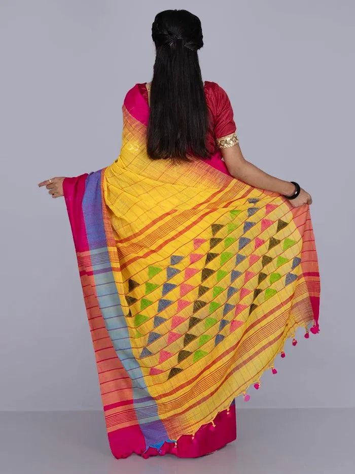 Yellow Allover Cotton Saree - WeaversIndia